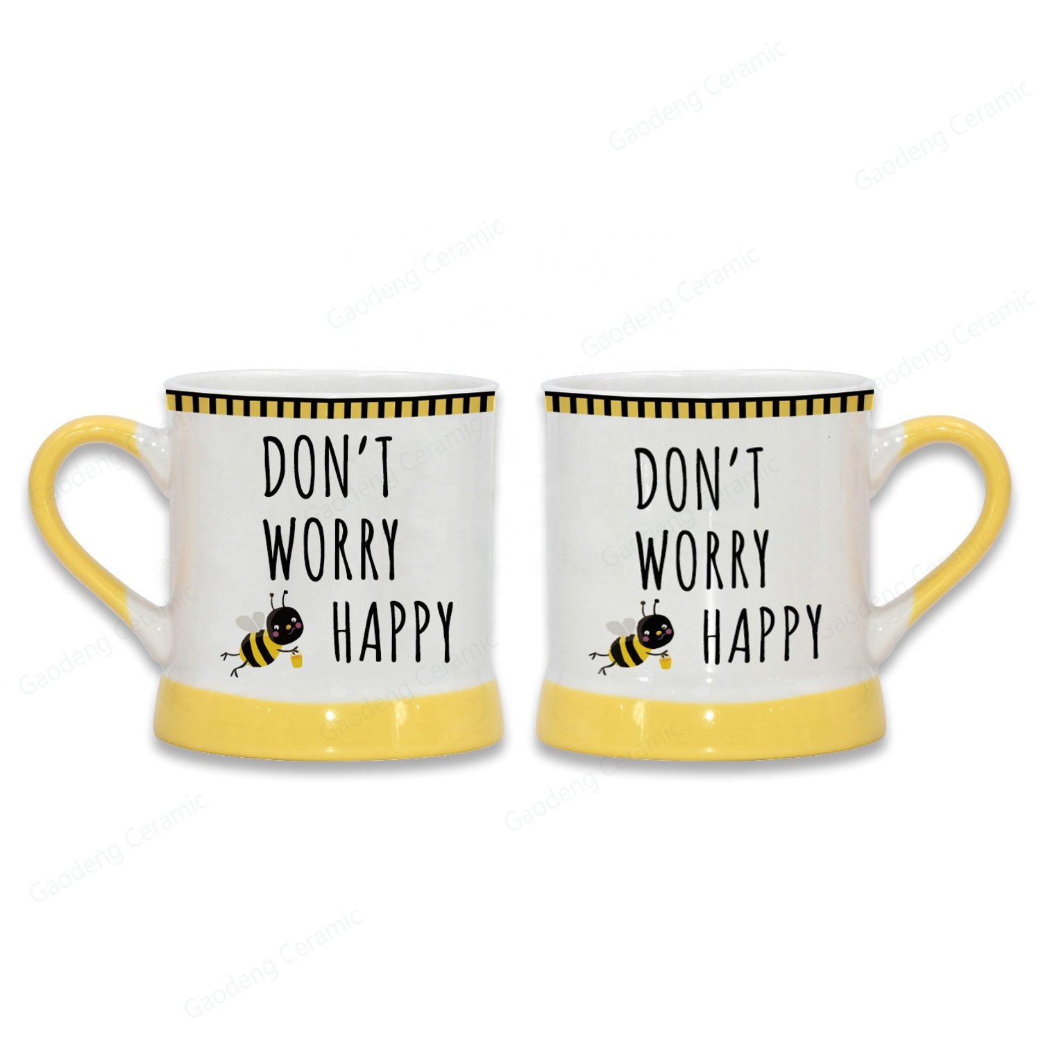 Eco-friendly Honey Bee Design Ceramic Coffee Mug, Popular Yellow Bee Tea Cups