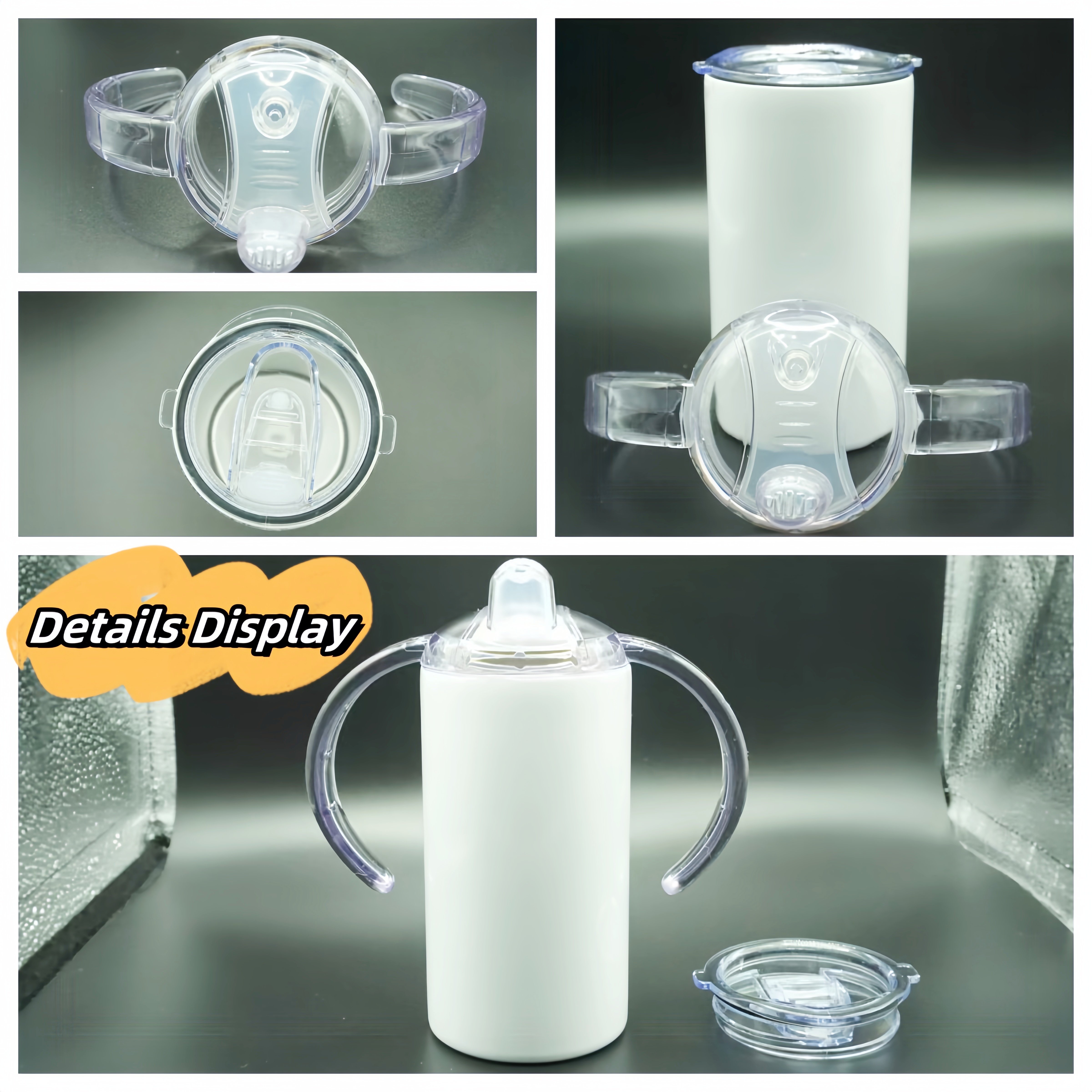 Alwin USA Stocked 12oz Blank Sublimation Straight Sippy Kids Tumbler 304 Stainless Steel Dual Lid Baby Sublimation Cup Mug