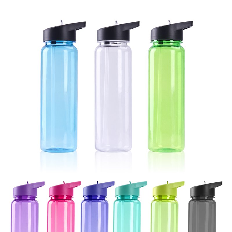 Wholesale 24oz Colored Clear Sustainable Large capacity portable Sport Water Tumbler Plastic Water Bottles with Jugs and Hooks