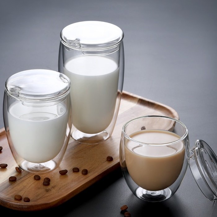 15oz double cup double wall glass latte coffee espresso cappuccino glass tea cup set glass mug