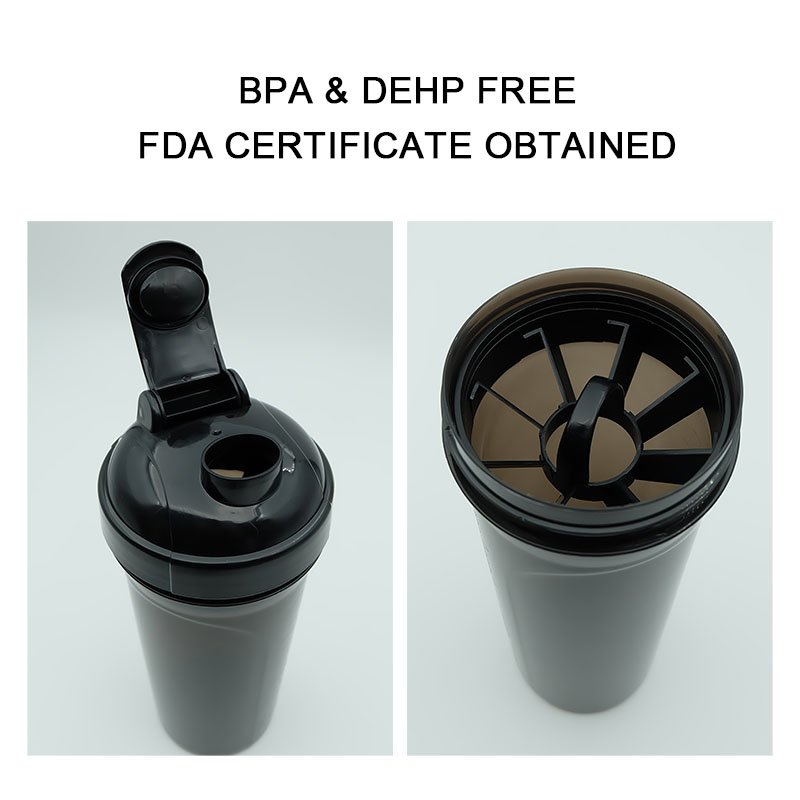 Custom Logo 500ml 700ml BPA Free Plastic Workout Sports Gym Water Bottle Protein Shaker Bottle with Mesh & Mixer Ball