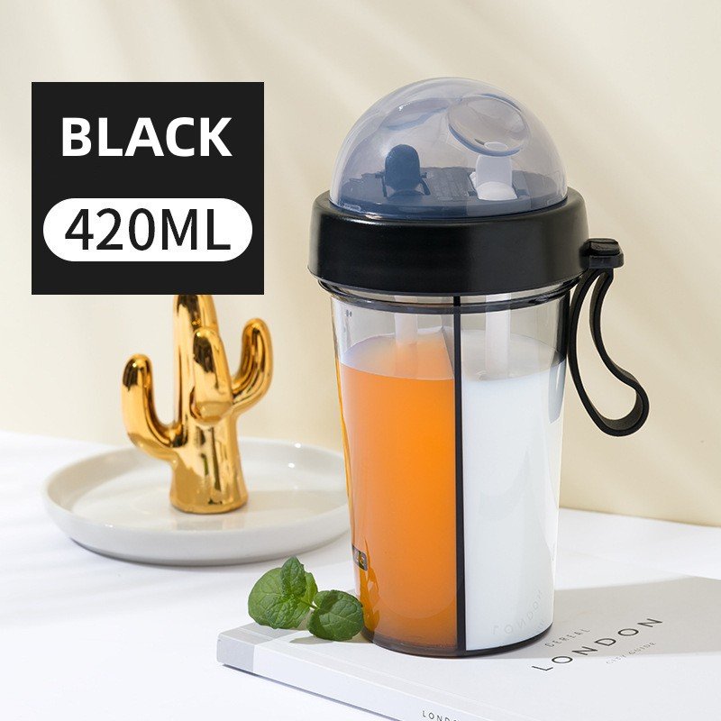 Casual Style Plastic Cup Double Drink Water Cup With Detachable Straw Outdoor Sports Portable Travel Mug Water Bottle