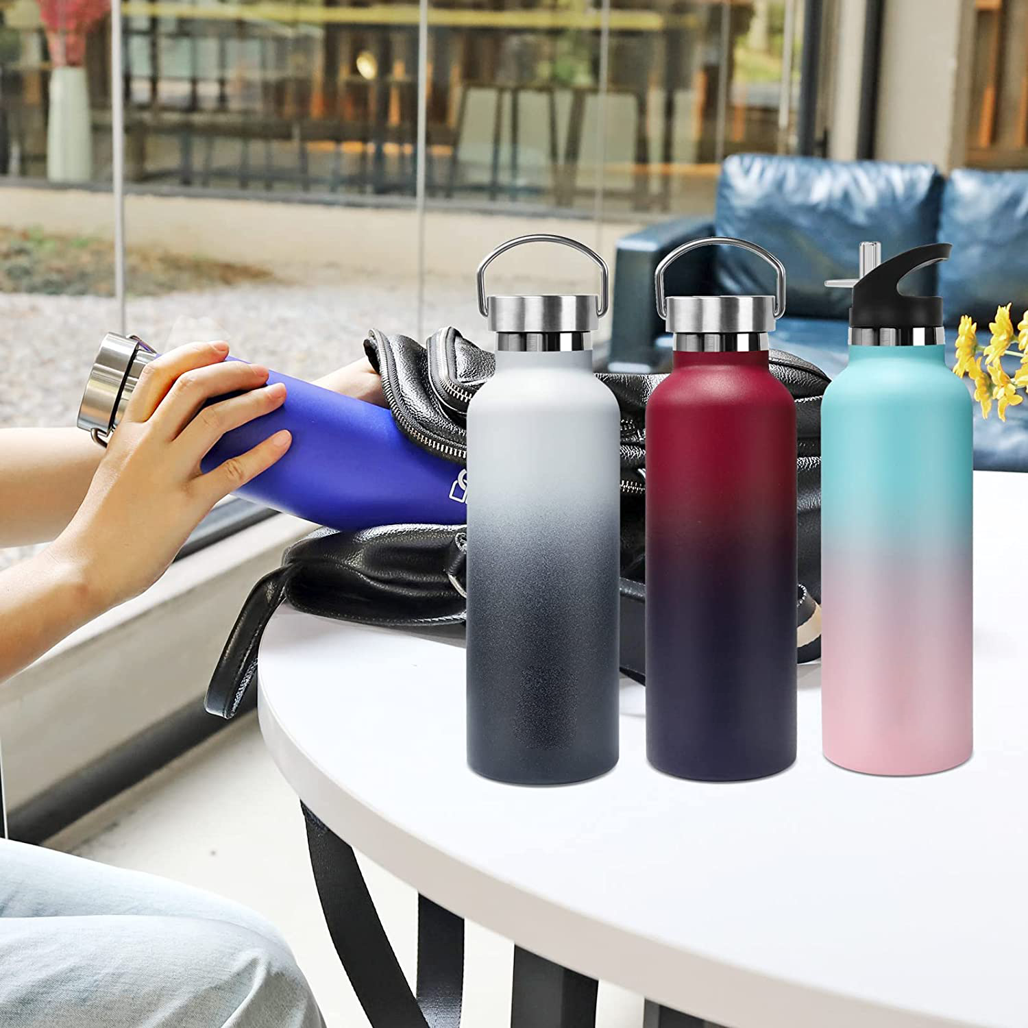 SENHUA new wholesale luxury stainless steel insulated vacuum funny novel red travel water coffee mugs bottles with handle