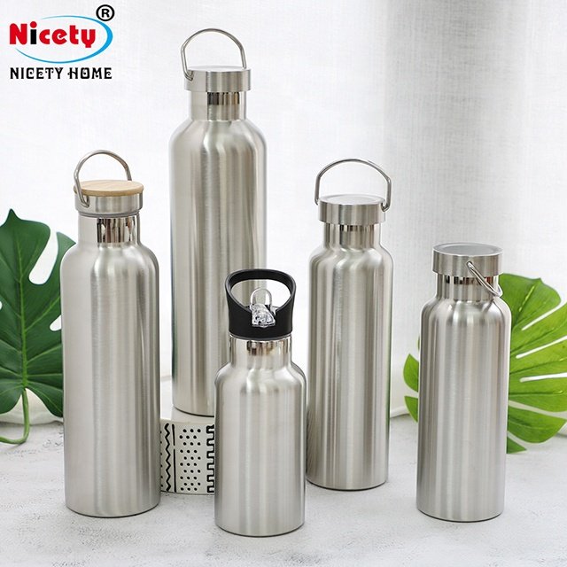 Double Wall Stainless Steel Water Sport Flask Bottle with Portable Handle