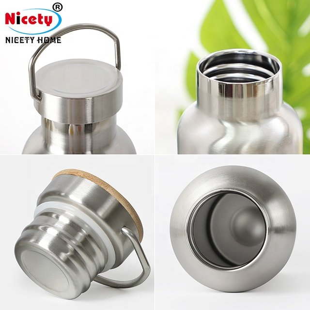 Double Wall Stainless Steel Water Sport Flask Bottle with Portable Handle