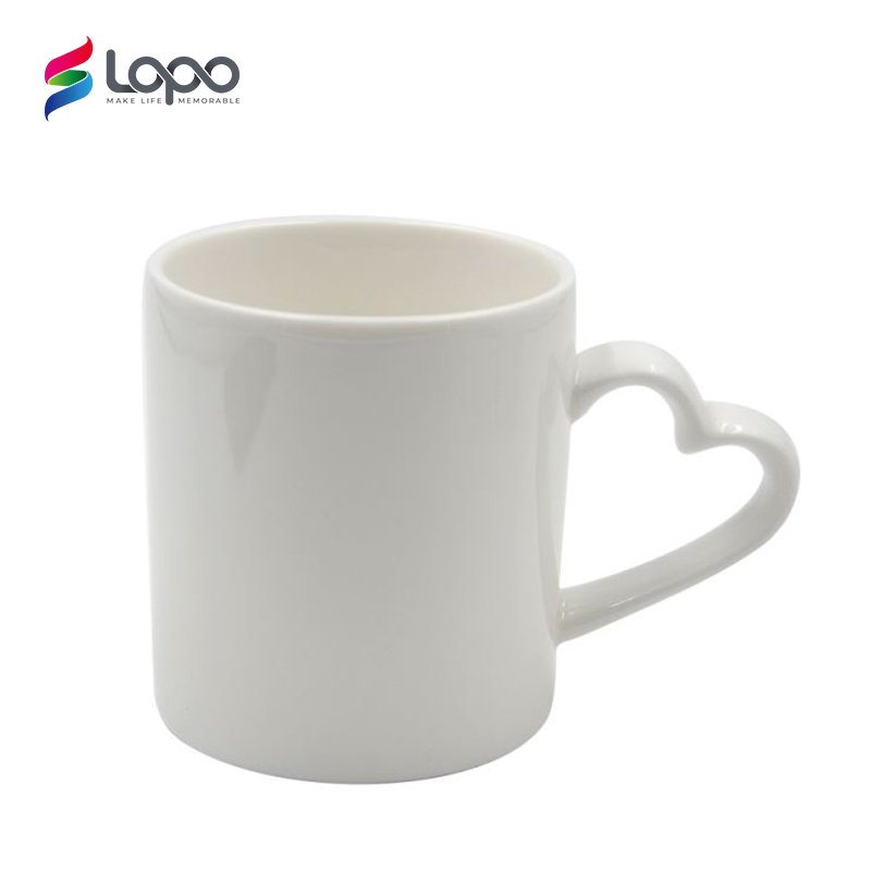 Wholesale Valentine'S Day Gift Special Couples Lover Ceramics White Blank Mug Cups Sublimation Mugs Heart Handle