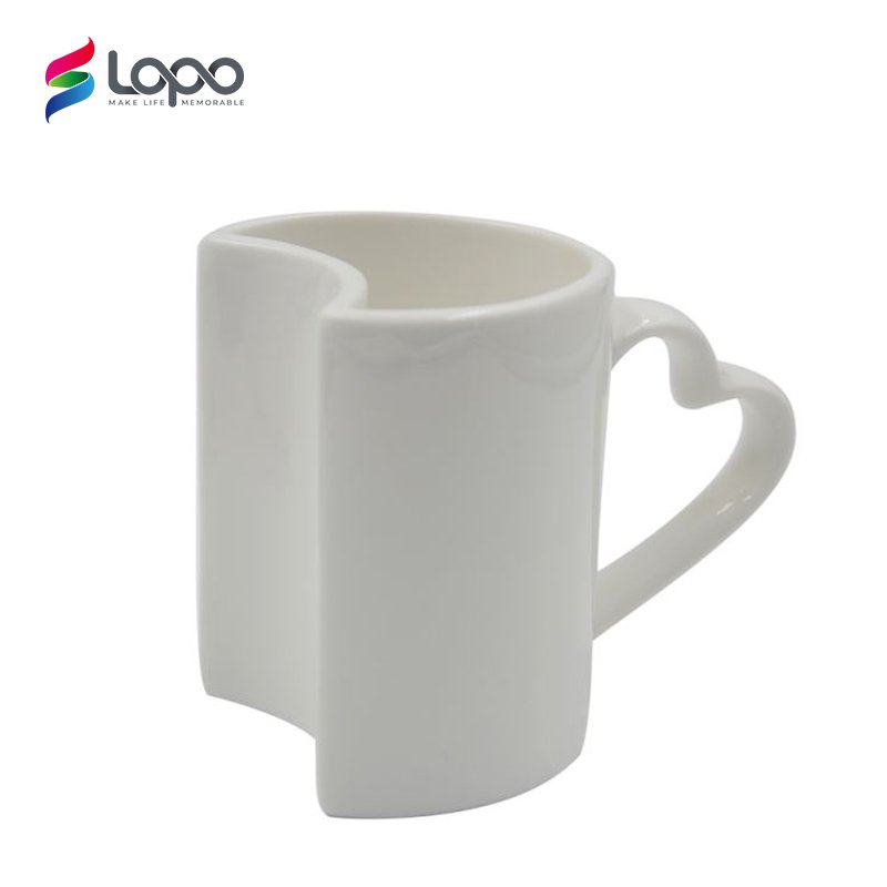 Wholesale Valentine'S Day Gift Special Couples Lover Ceramics White Blank Mug Cups Sublimation Mugs Heart Handle