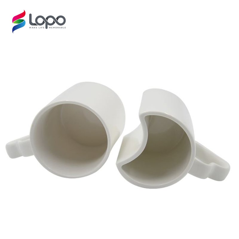 Wholesale Valentine'S Day Gift Special Couples Lover Ceramics White Blank Mug Cups Sublimation Mugs Heart Handle