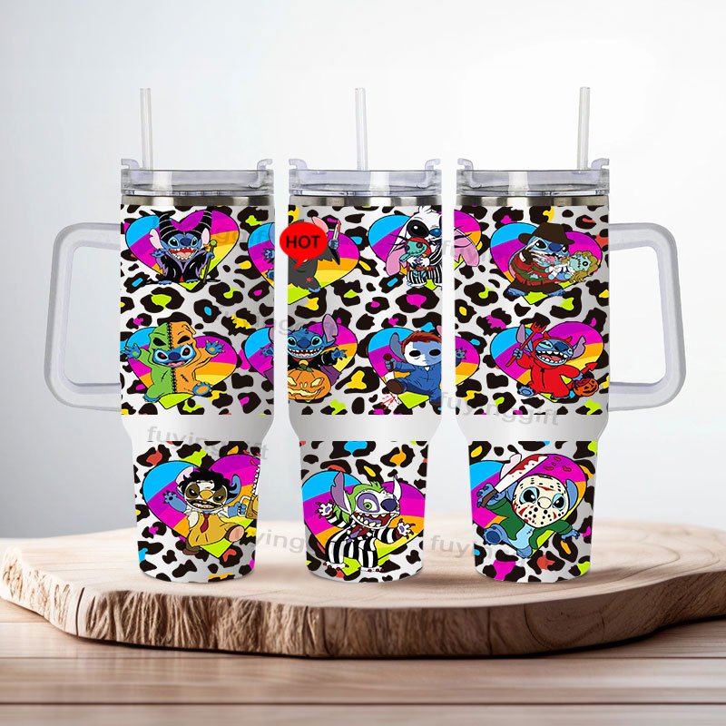 2024 Halloween Cups Cartoon 40oz Vacuum Flask Insulated Water Bottle Drink Coffee Mug 40 oz Stainless Steel Tumbler with Handle