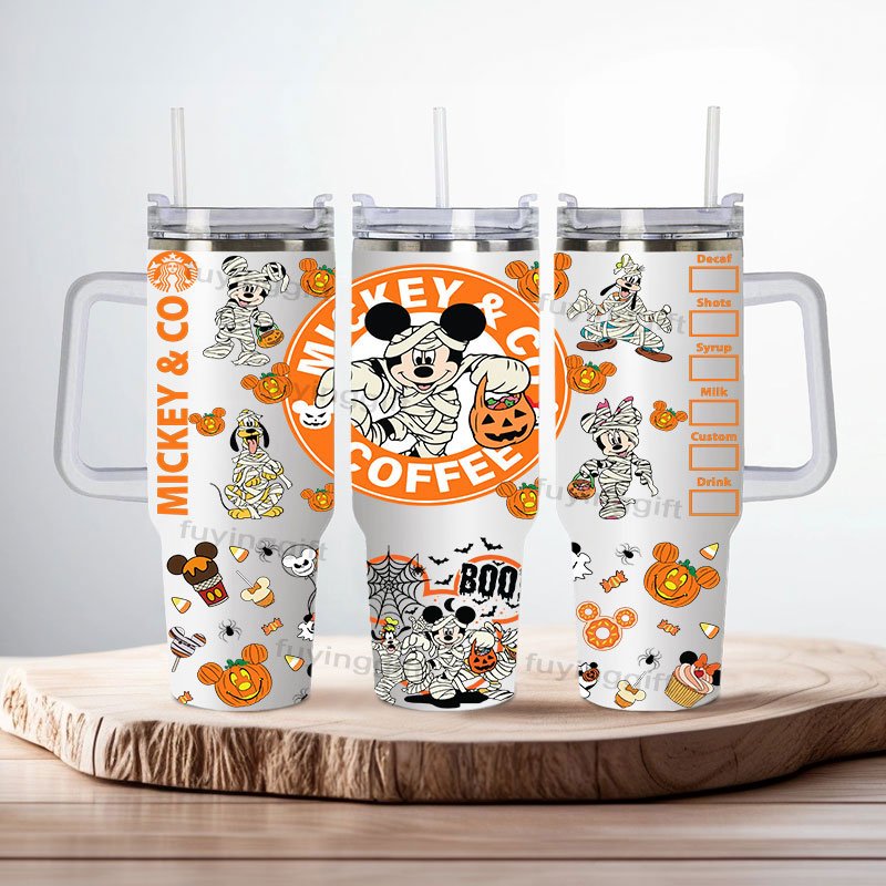 2024 Halloween Cups Cartoon 40oz Vacuum Flask Insulated Water Bottle Drink Coffee Mug 40 oz Stainless Steel Tumbler with Handle