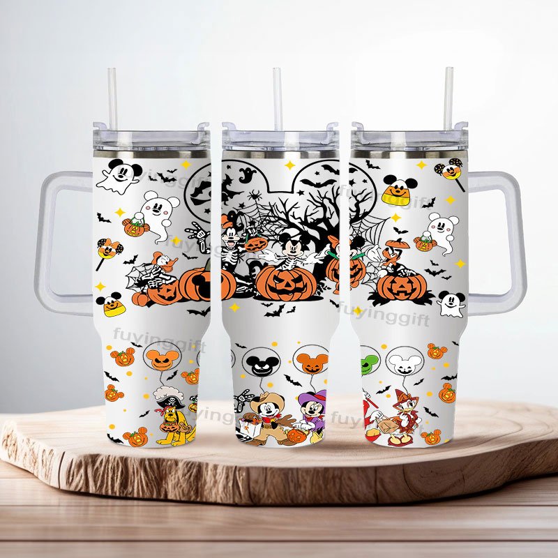 2024 Halloween Cups Cartoon 40oz Vacuum Flask Insulated Water Bottle Drink Coffee Mug 40 oz Stainless Steel Tumbler with Handle