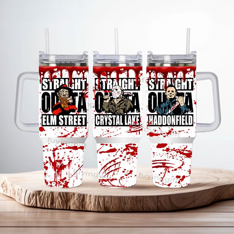 2024 Halloween Cups Cartoon 40oz Vacuum Flask Insulated Water Bottle Drink Coffee Mug 40 oz Stainless Steel Tumbler with Handle