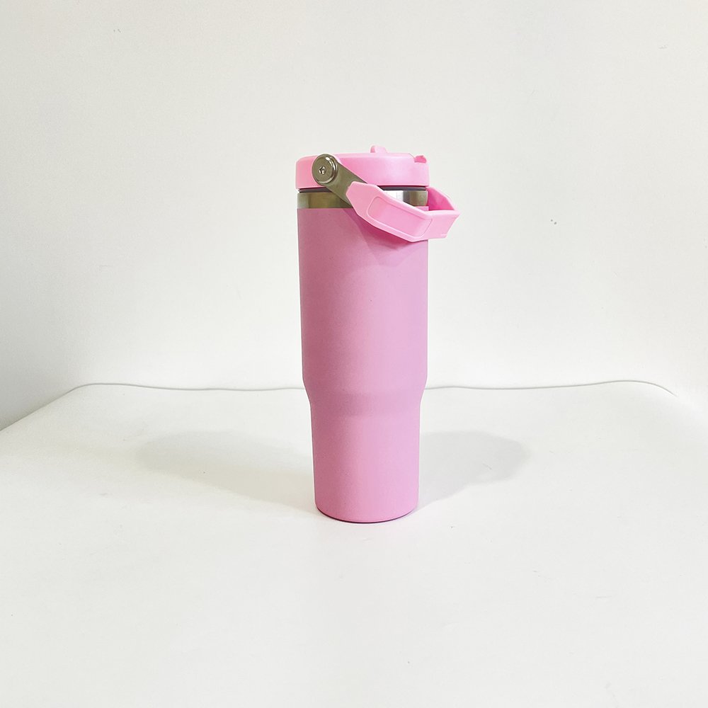 blank sublimation 30oz matte colored sports Flip Straw water bottle with handle For Heat Press Printing for cold drinks