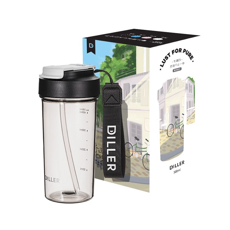 DILLER Plastic Sports Water Bottle 580ml Capacity for Active Lifestyle Perfect Outdoor Sports travel Mug