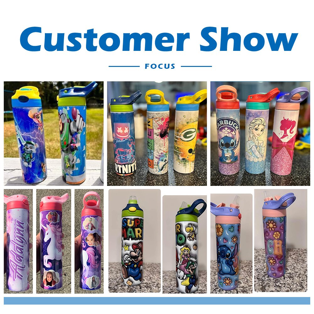 US Warehouse 20 OZ White Straight Tumblers Colorful Flip Tops Sublimation Blanks Double Wall Stainless Steel Sport Water Bottle