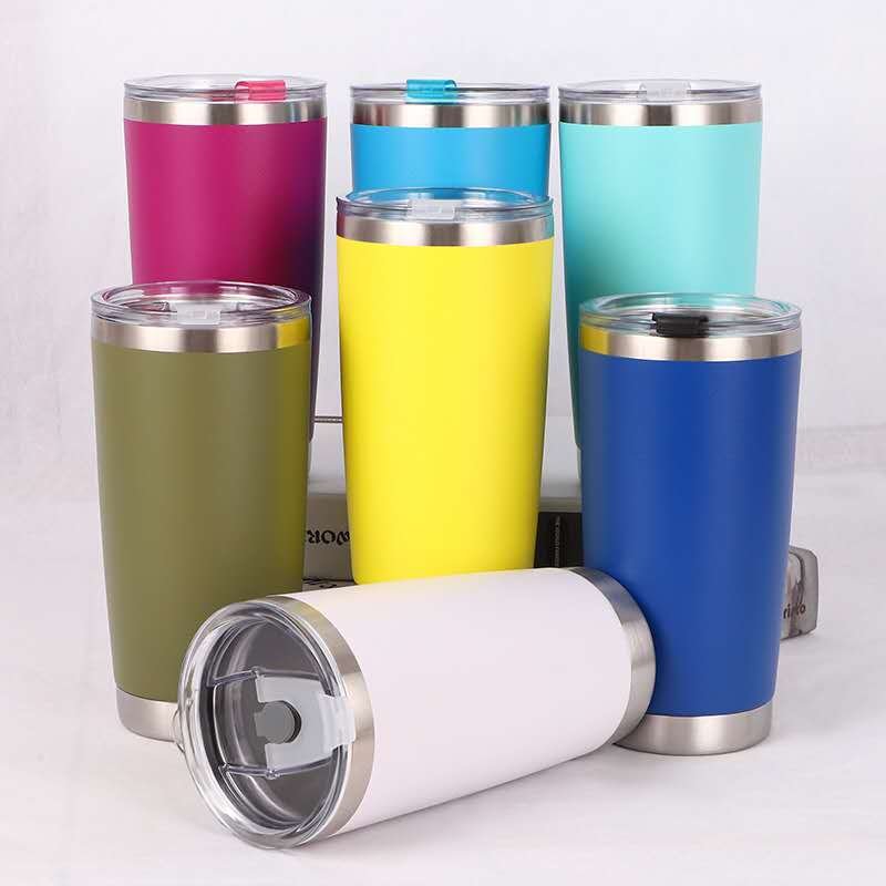 Customized Logo 20oz Colorful Double Wall Stainless Steel 304 Vacuum Insulated Coffee Mug Car Tumbler with lid