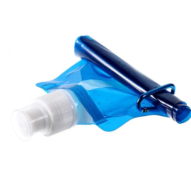 Custom Logo Canteen Water Drinking Bottle Collapsible Foldable Water Bottles Sport Water Bags With Carabiner for Camping