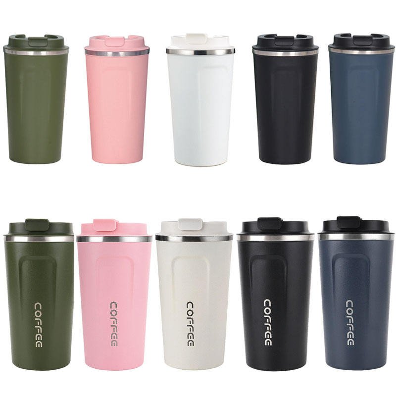 Hot Sale 380ml Custom Logo Stainless Steel Vacuum Travel Coffee Mug Tumblr Cup With Lid Travel Mug Tea Mug Pink Cups