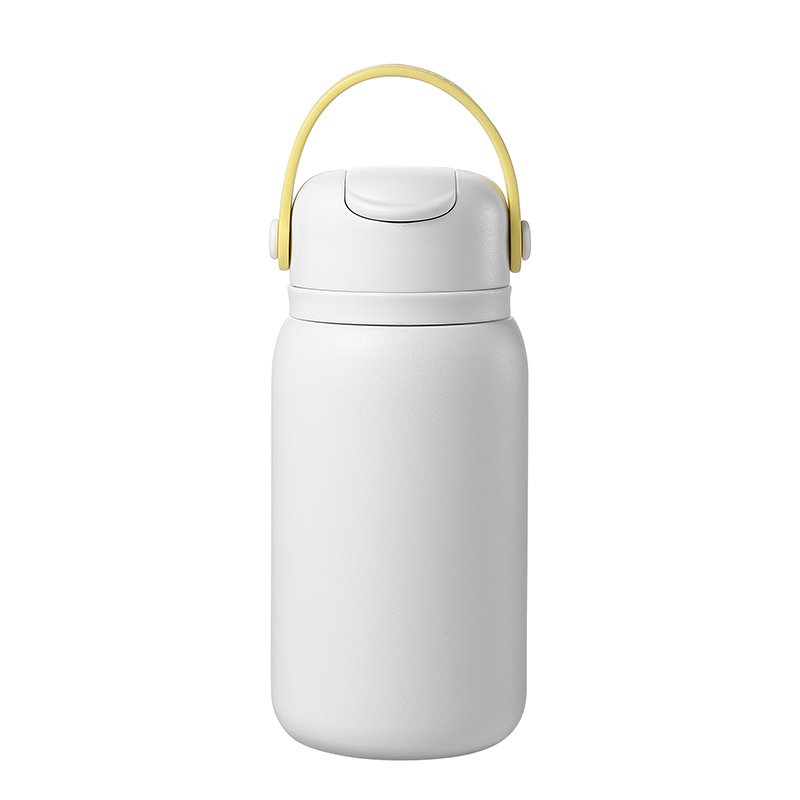 Custom logo 450ml double wall insulated vacuum flask kids stainless steel water bottle with straw lid