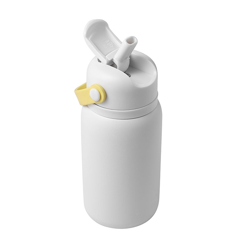Custom logo 450ml double wall insulated vacuum flask kids stainless steel water bottle with straw lid