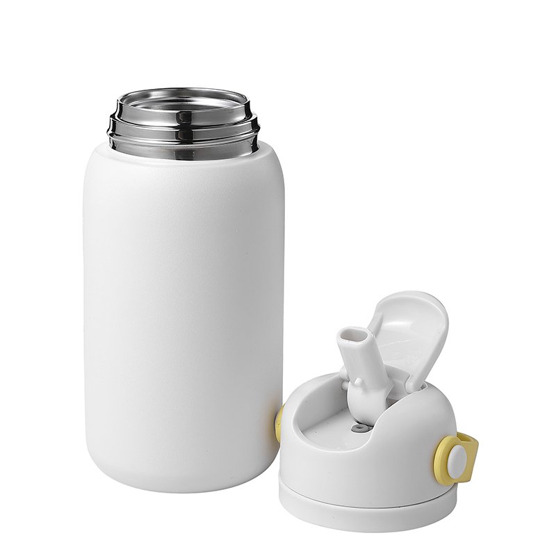 Custom logo 450ml double wall insulated vacuum flask kids stainless steel water bottle with straw lid
