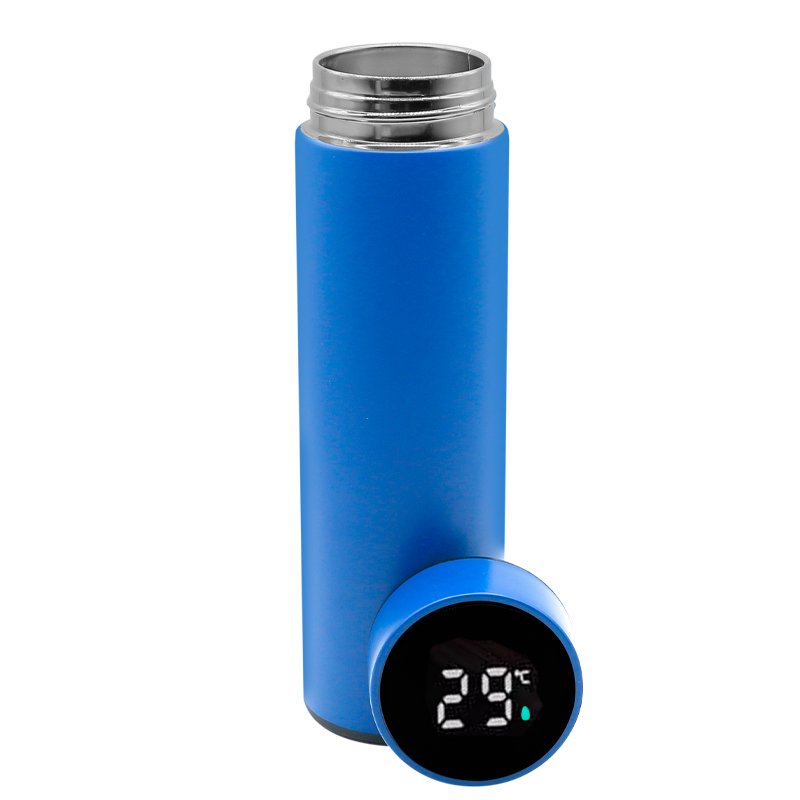 Temperature display double wall designed vacuum stainless steel water bottle with lid