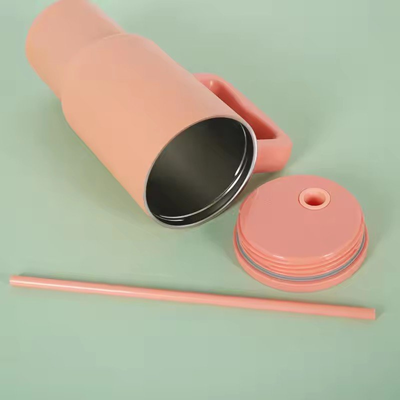 Custom Logo 40oz Vacuum Flask Thermos Double Wall Stainless Steel Insulated Travel Mug Car Thermal Tumbler Handle Water Bottle