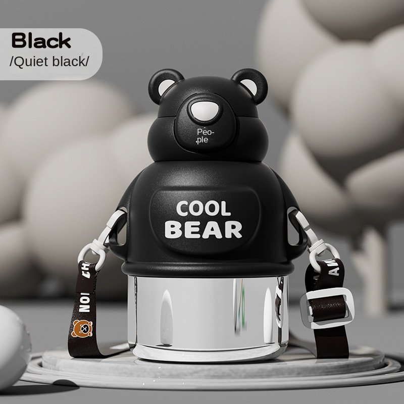 620ml High Quality Stainless Steel Bear Water Bottle For Kids Thermos Flasks With Straw Portable Cute Tumblers Cup