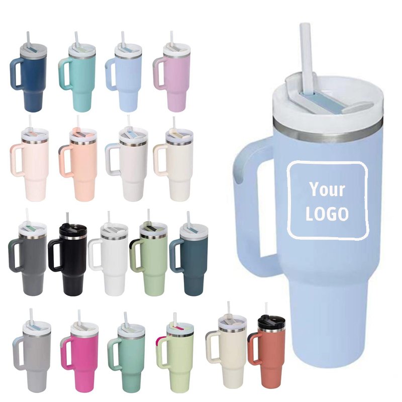 Custom 40 Oz Stainless Steel Travel Tumbler Stainless Steel Double Wall Vacuum Metal Cup Travel Coffee Mug With Handle
