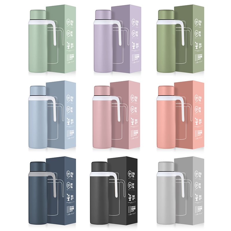 EVERICH BPA free custom logo color double wall stainless steel water bottle with handle travel camping vacuum flask
