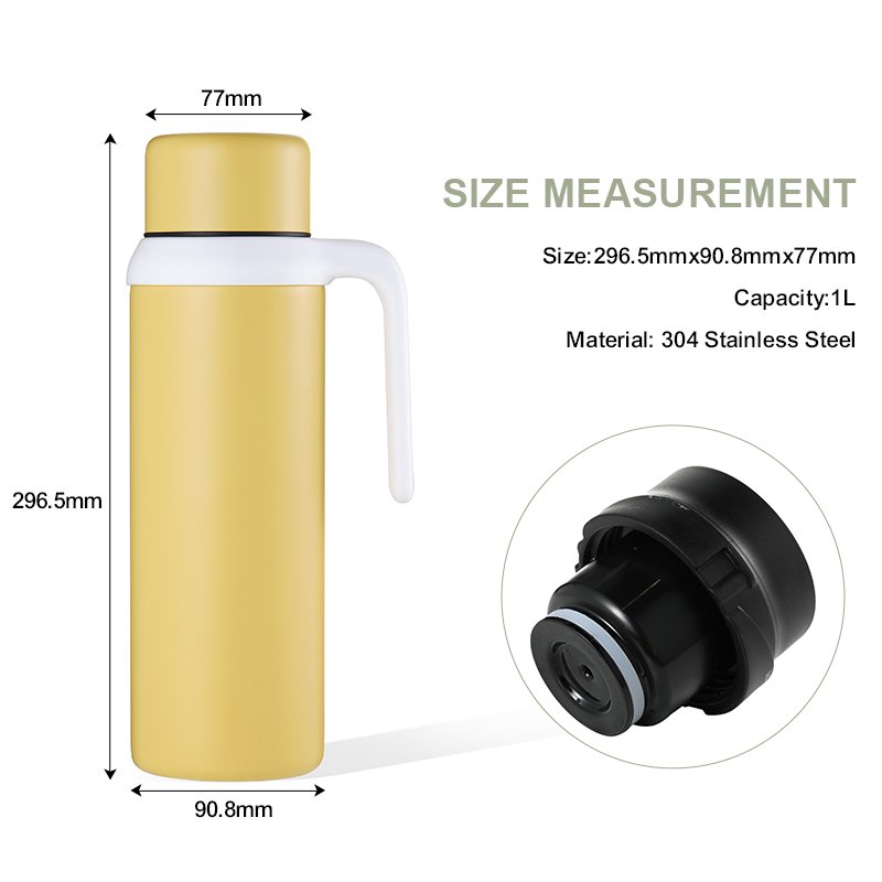 EVERICH BPA free custom logo color double wall stainless steel water bottle with handle travel camping vacuum flask