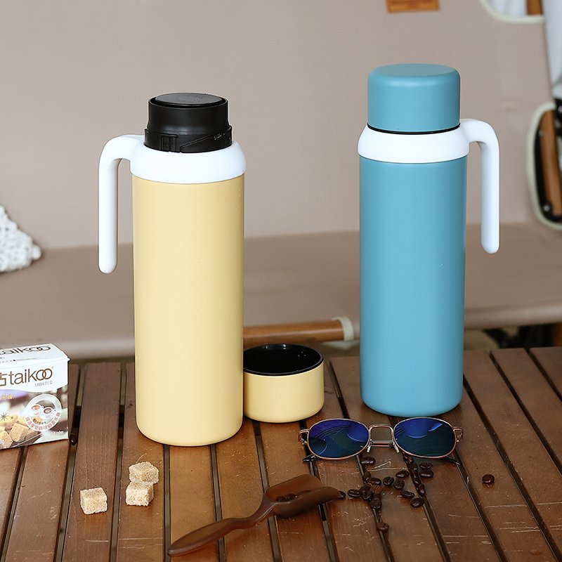 EVERICH BPA free custom logo color double wall stainless steel water bottle with handle travel camping vacuum flask