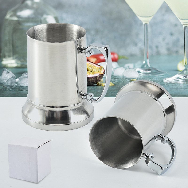 High quality Double wall Laser logo 580ml Stainless Steel Pewter Beer Mug Tankard stainless steel beer mug with handle