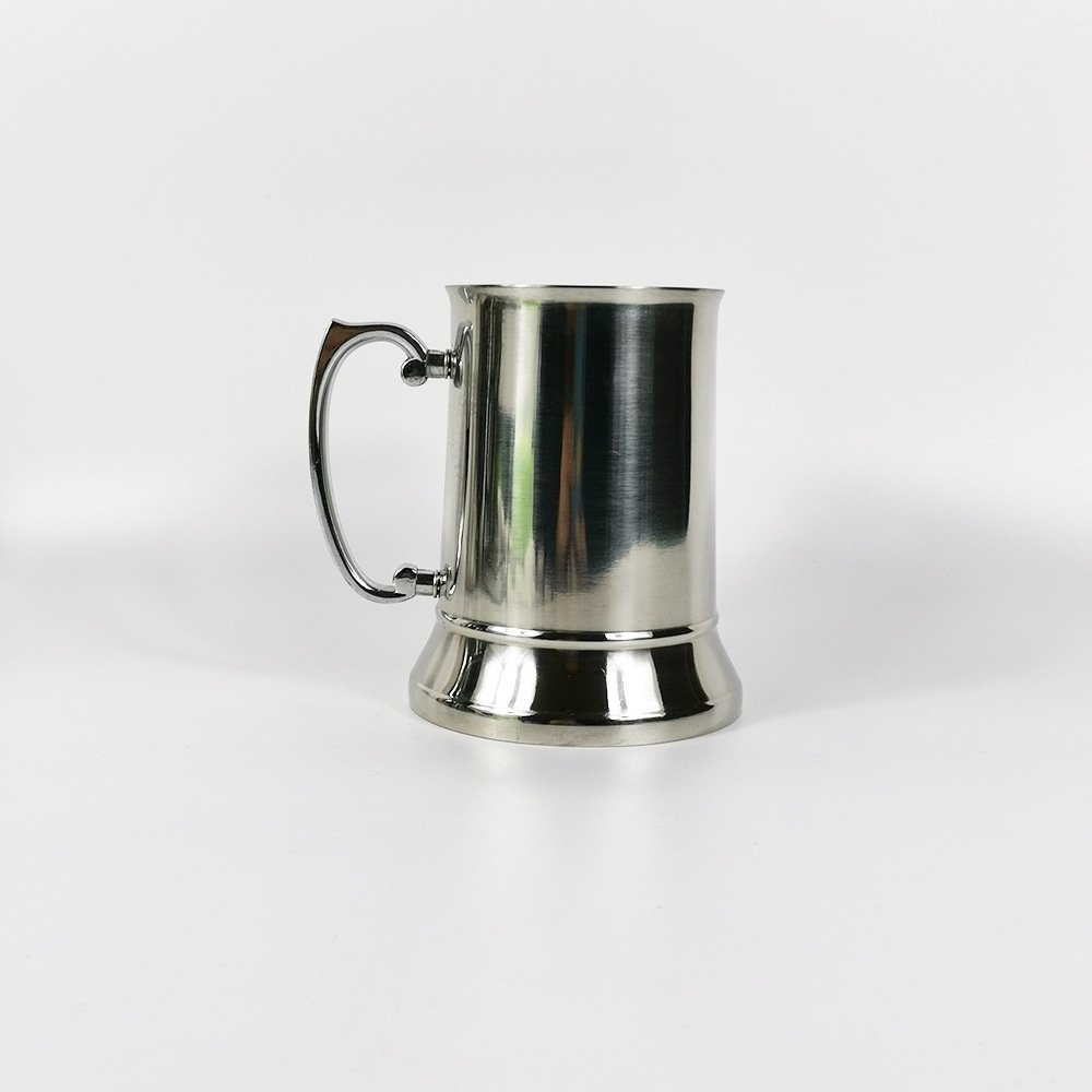 High quality Double wall Laser logo 580ml Stainless Steel Pewter Beer Mug Tankard stainless steel beer mug with handle