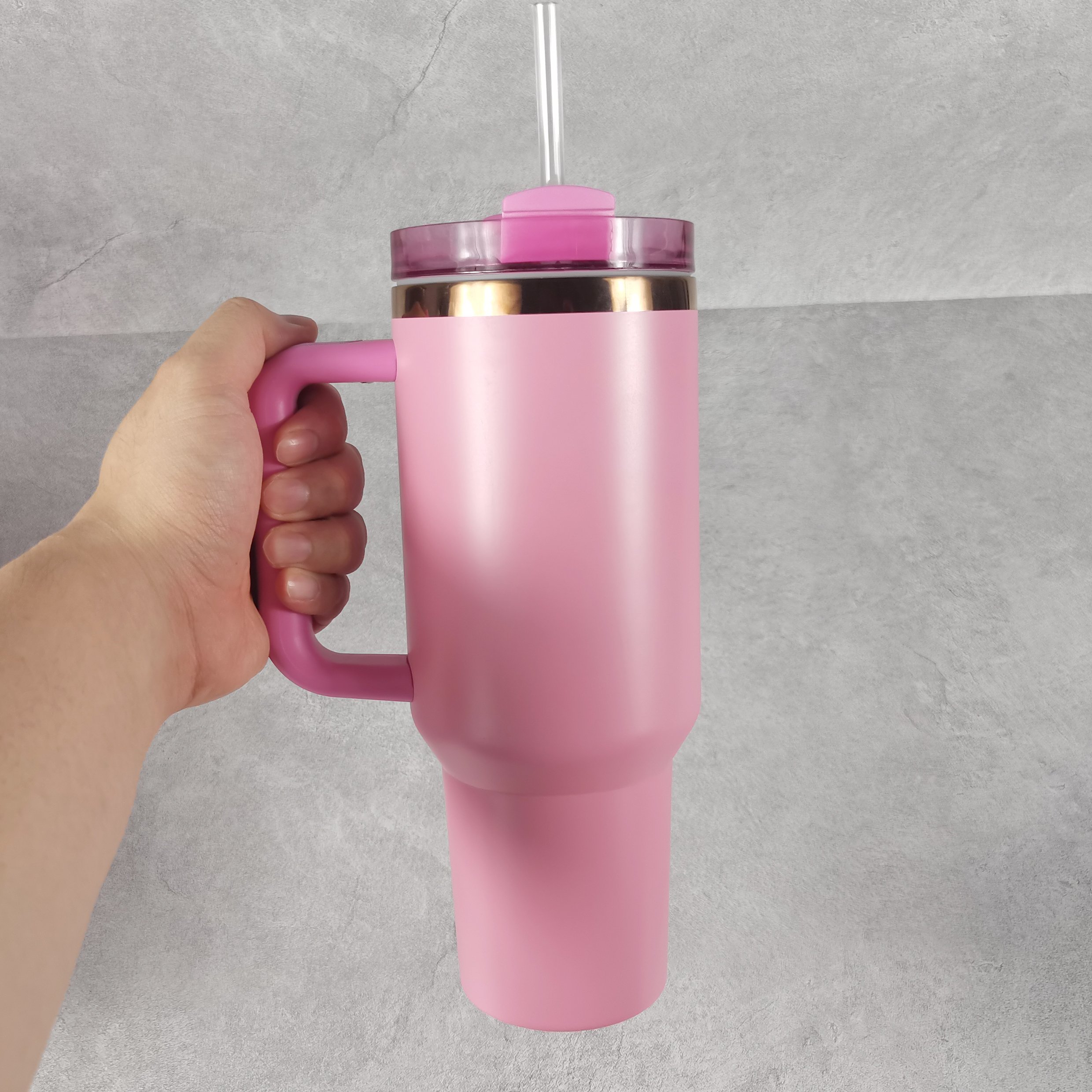 USA warehouse stainless steel handle water bottle 40oz copper plated powder coated cup double walled tumbler with lids and straw