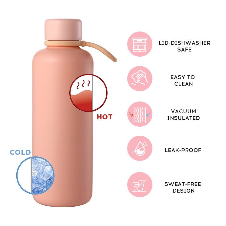 350ml Stainless Steel Water Bottle Drink Bottle Double Wall Insulated Vacuum Flask Gift Set with Handle
