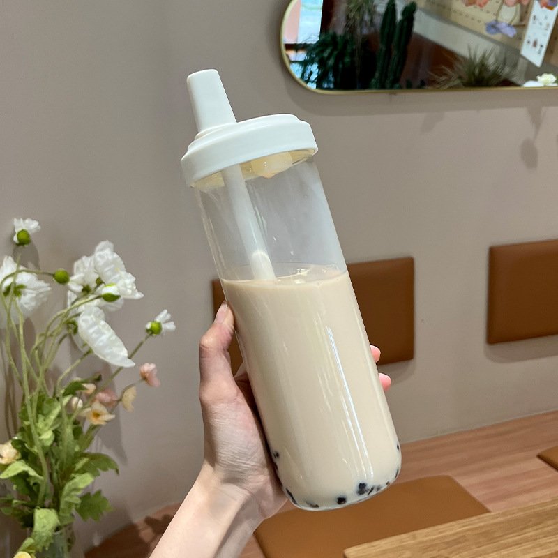 MSH Double Wall Tumbler Portable Plastic Glass Straw Cup Customizable Logo Mugs Gifts Students Travelers Cold Coffee Beer Tea