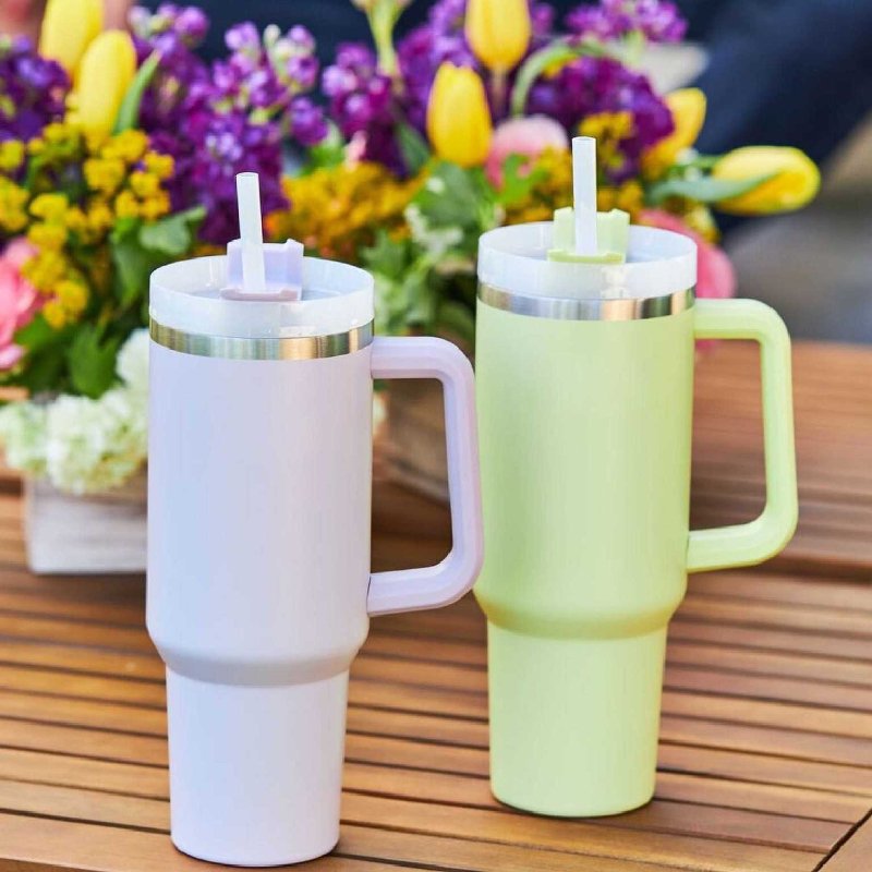 40oz Stainless Steel Thermos Mug With Handle Double Decker Car Coffee Cup Travel Kettle Bottles