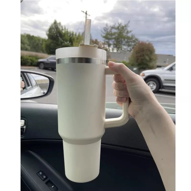 40oz Stainless Steel Thermos Mug With Handle Double Decker Car Coffee Cup Travel Kettle Bottles