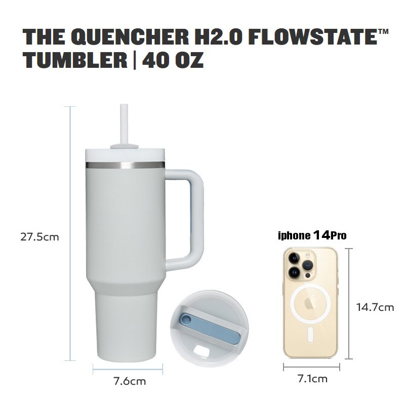 40oz Stainless Steel Thermos Mug With Handle Double Decker Car Coffee Cup Travel Kettle Bottles