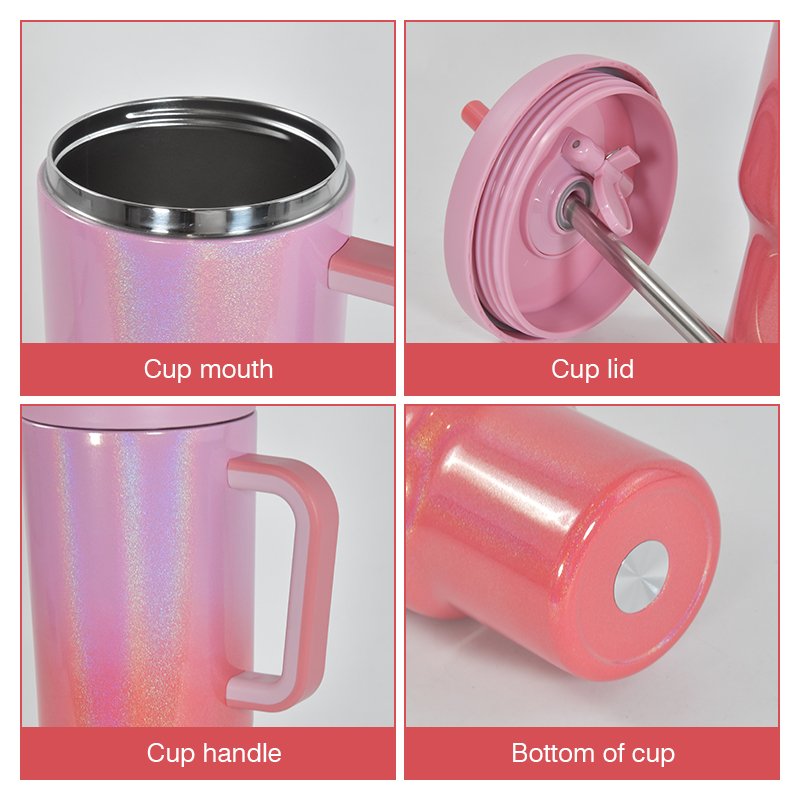 New 40oz Tumbler with Handle and Straw Insulated Tumbler with Lid and Straw Stainless Steel Travel Mug Keeps Cold for 34 Hours