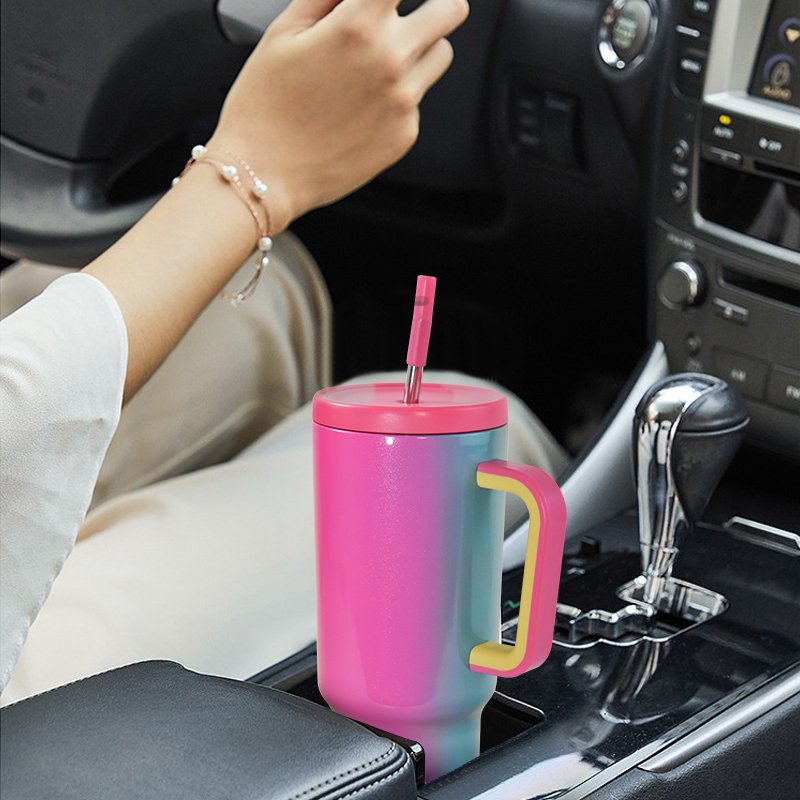 New 40oz Tumbler with Handle and Straw Insulated Tumbler with Lid and Straw Stainless Steel Travel Mug Keeps Cold for 34 Hours