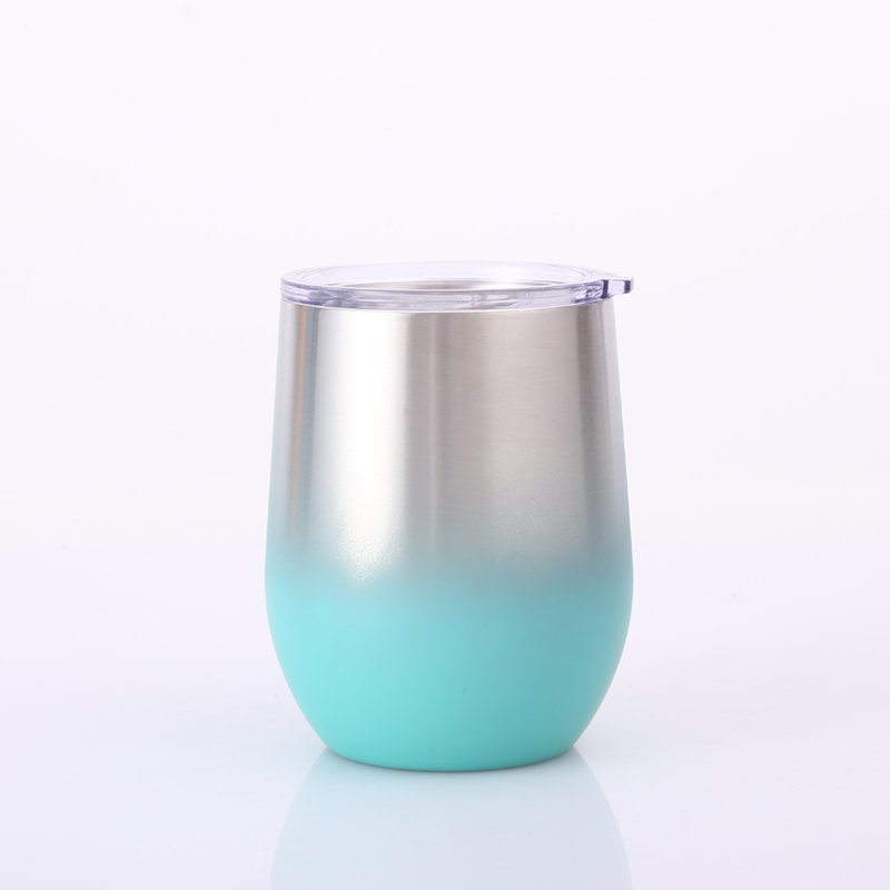 Customized Logo 12OZ Egg Shape Double Wall Stainless Steel Vacuum Insulated Wine Tumbler Coffee Mug