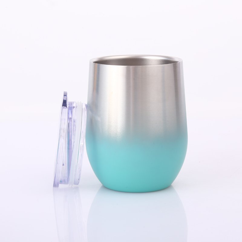 Customized Logo 12OZ Egg Shape Double Wall Stainless Steel Vacuum Insulated Wine Tumbler Coffee Mug