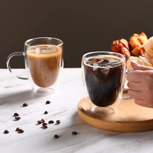 High Quality Double Walled Glass Coffee Cups with Handle for Tea Coffee Insulated Layer Clear Glass Mugs