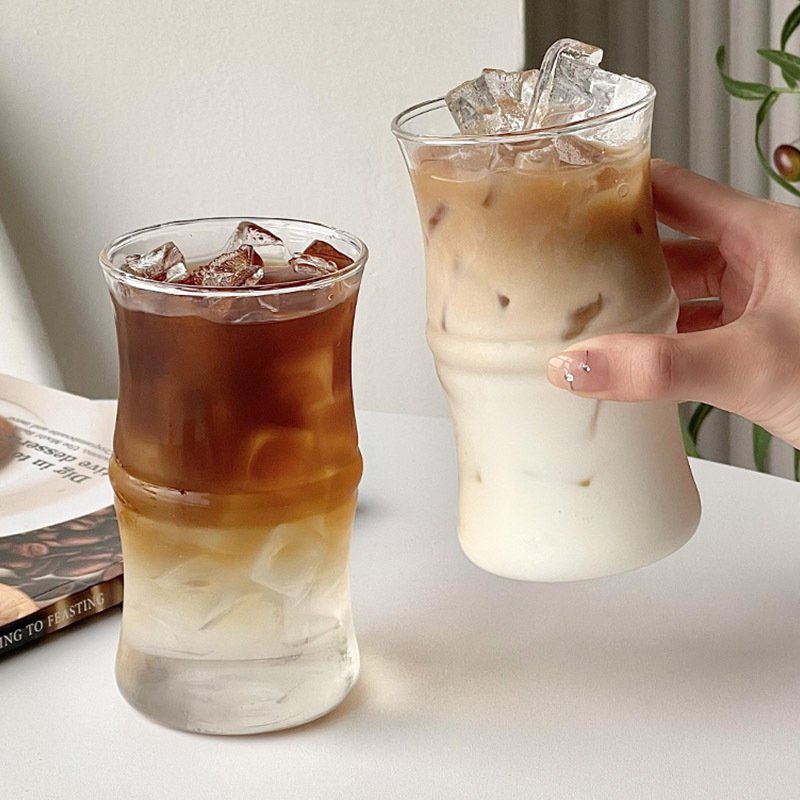 Hot Sale High Quality Bamboo Shape High Borosilicate Glass Coffee Cups Classic Design Classic Milk Mugs Pints Presentations