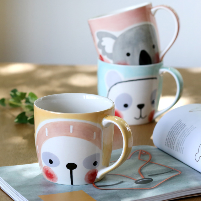 Ceramic Animal Mug 10 Oz. from Thailand Hand Painted Stoneware