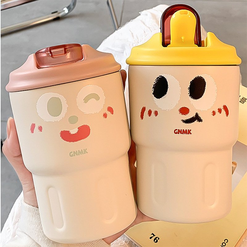 Insulated Water Cup Women's Office Water Coffee Cup Cartoon Student High Beauty Convenient 2023 Girl`s Thermos Flask