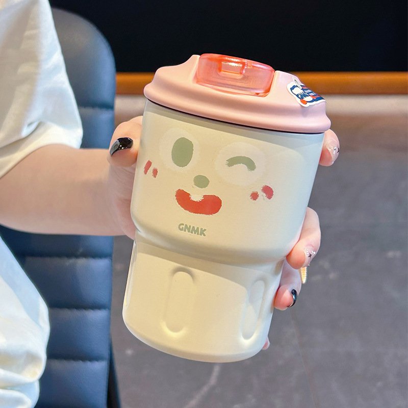 Insulated Water Cup Women's Office Water Coffee Cup Cartoon Student High Beauty Convenient 2023 Girl`s Thermos Flask