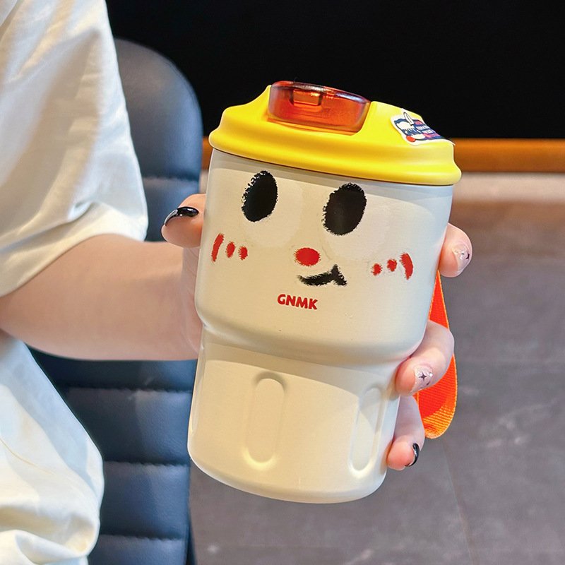 Insulated Water Cup Women's Office Water Coffee Cup Cartoon Student High Beauty Convenient 2023 Girl`s Thermos Flask